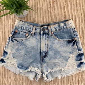 Forever 21 Denim Destroyed High Rise Jean Shorts